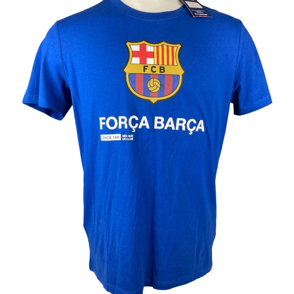 FC Barcelona T-Shirt Men’s Large Blue Força Barça Soccer Futbol Graphic NWT - Picture 2 of 13
